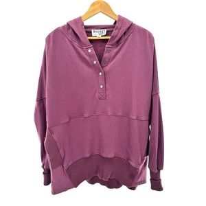 Bucket List Sweatshirt Women's Small Hooded Pullover Purple Oversized Pockets